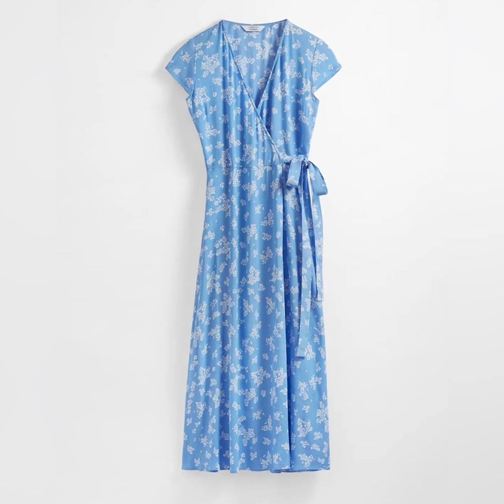 & OTHER STORIES Floral Blue Midi Wrap Dress Size 10